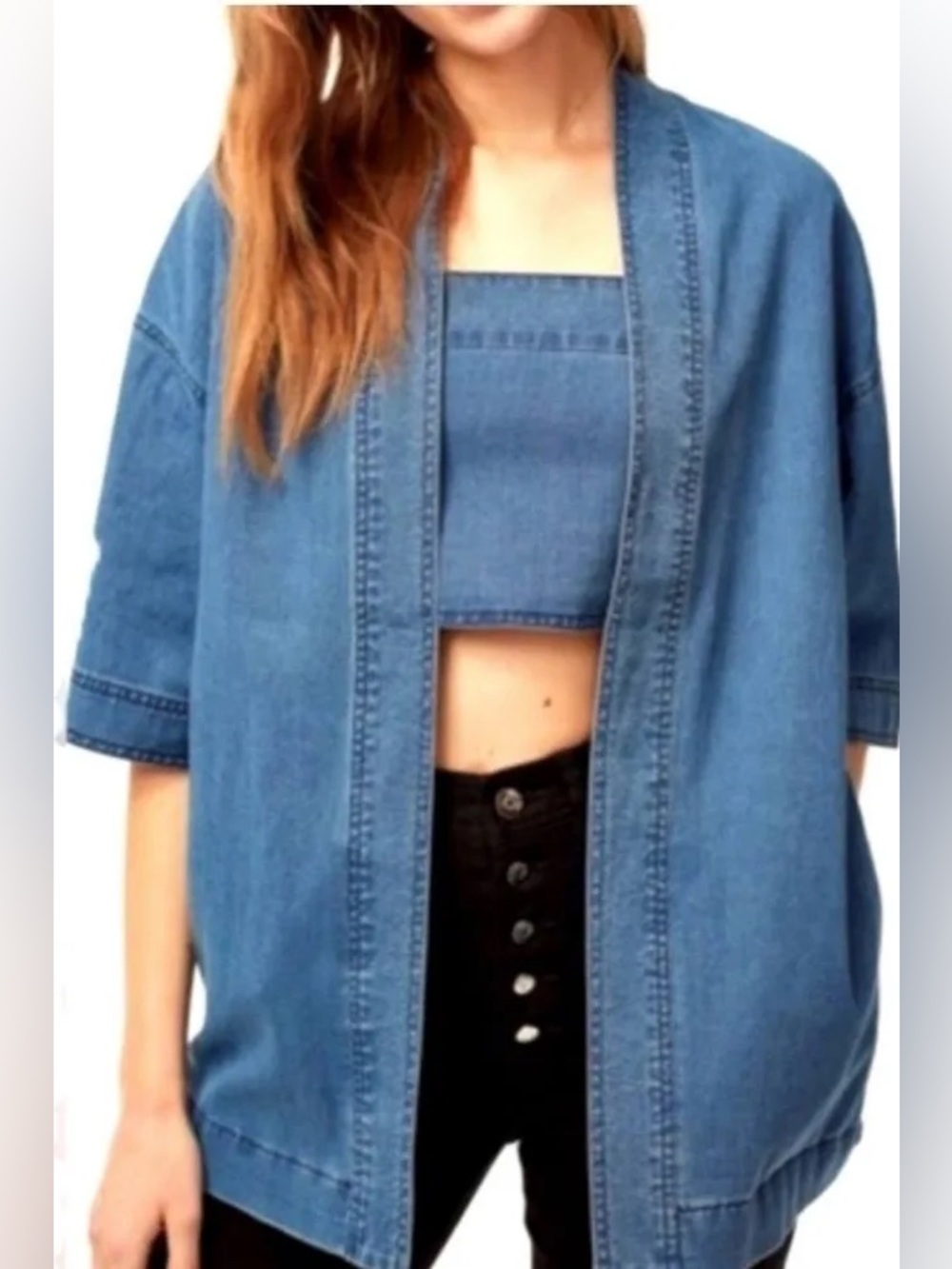 Wilfred free Denim Open-Front Kimono Jacket